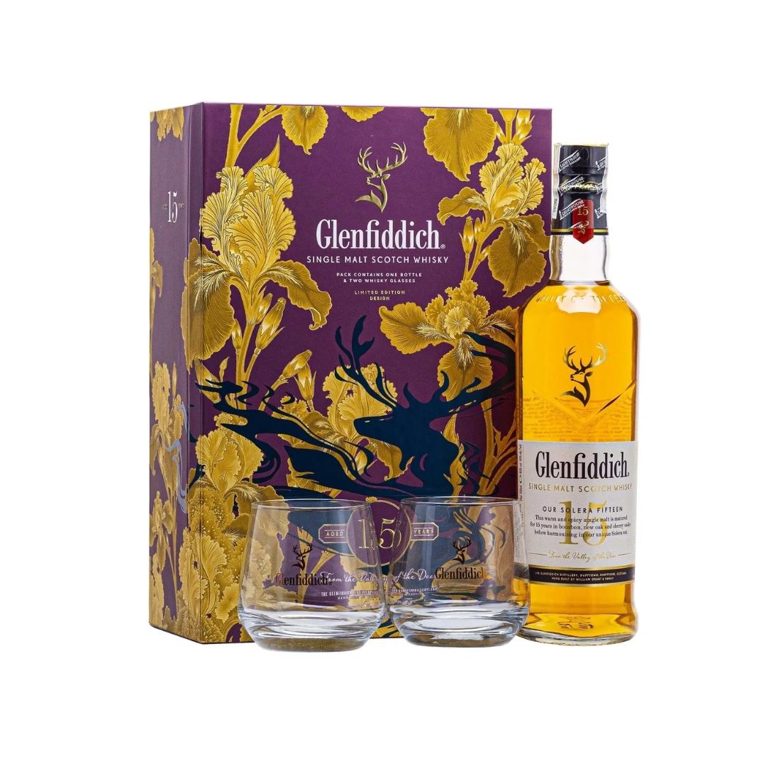Whisky Glenfiddich 15 Year Old Solera Gift Pack – Hộp Quà Tết Bính Ngọ 2026