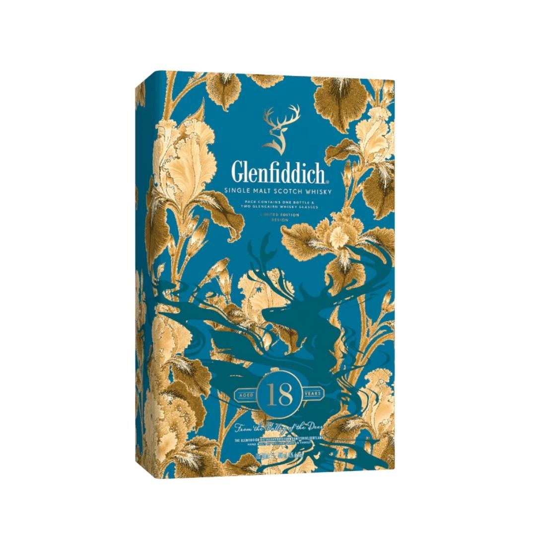 Whisky Glenfiddich 18 Year Old Single Malt Gift Pack – Hộp Quà Tết Bính Ngọ 2026