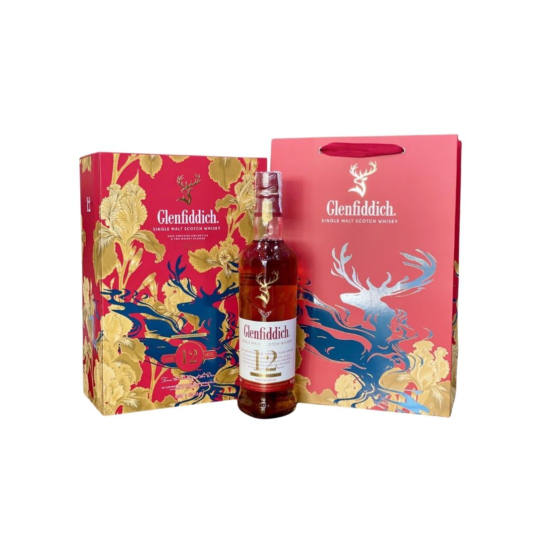 Whisky Glenfiddich 12 Year Old Sherry Cask Finish Gift Pack – Hộp Quà Tết Bính Ngọ 2026